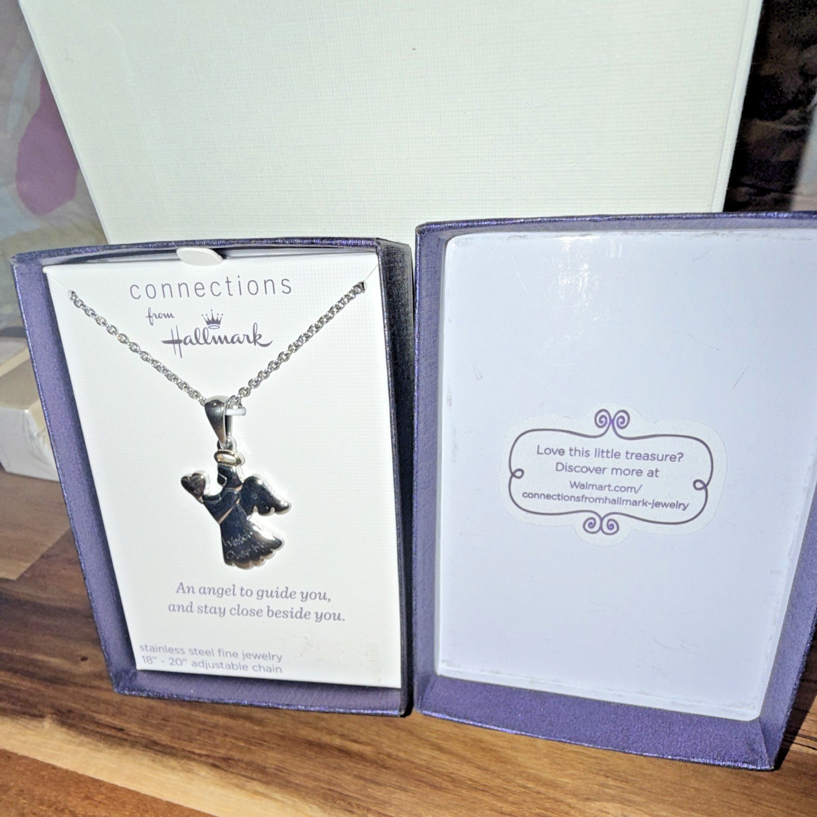 Connections From Hallmark Stainless Steel Angel Pendant Necklace 18-20″