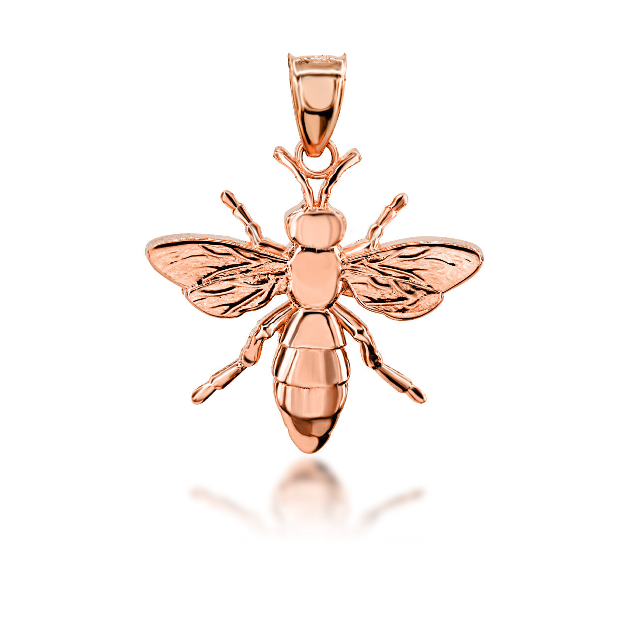 Gold 3D Bumble Bee Charm Pendant Necklace (Available in Yellow/Rose/White Gold)
