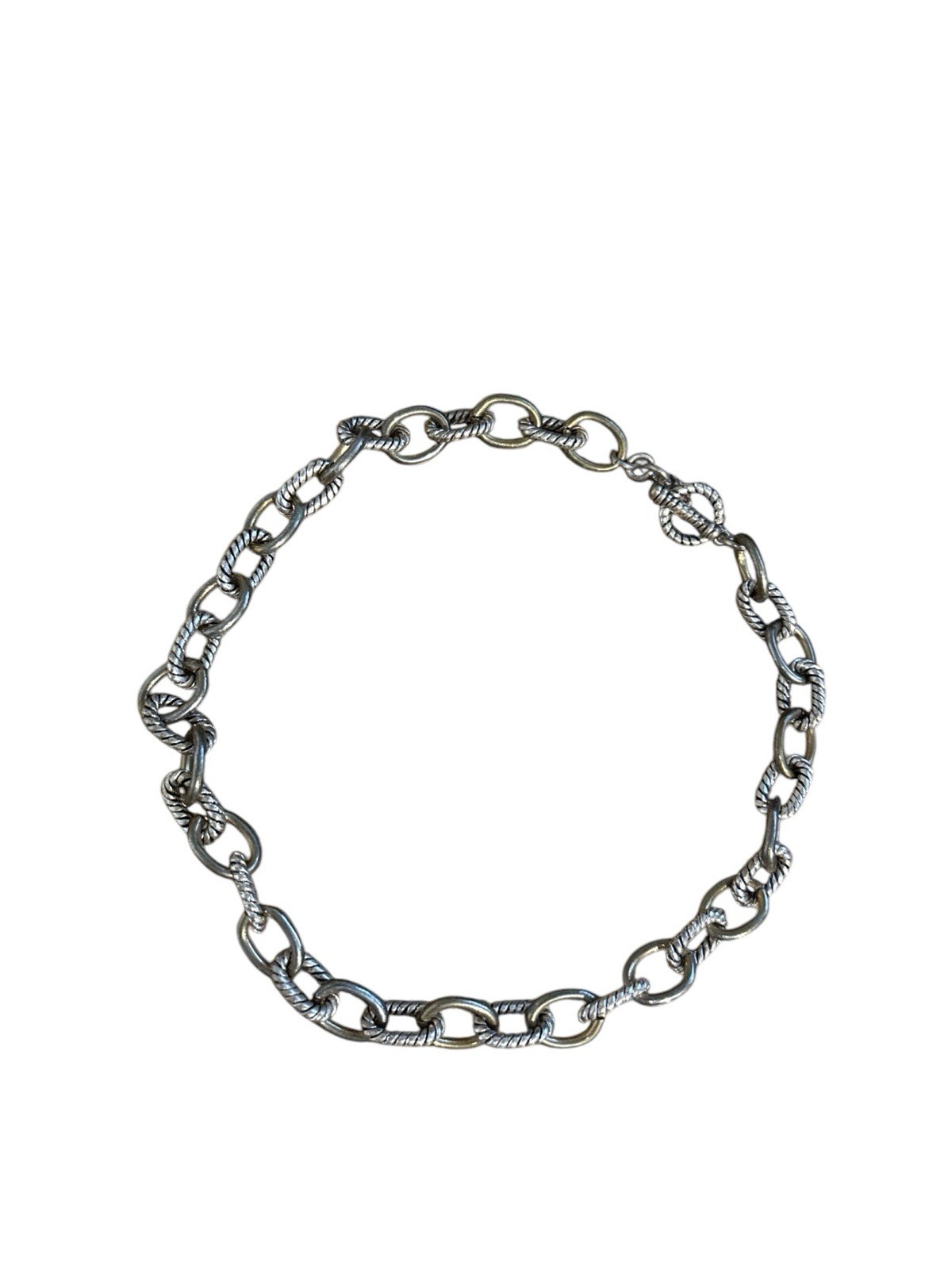 Silver Tone Oval Link Choker Statement Vintage Costume Necklace 18″