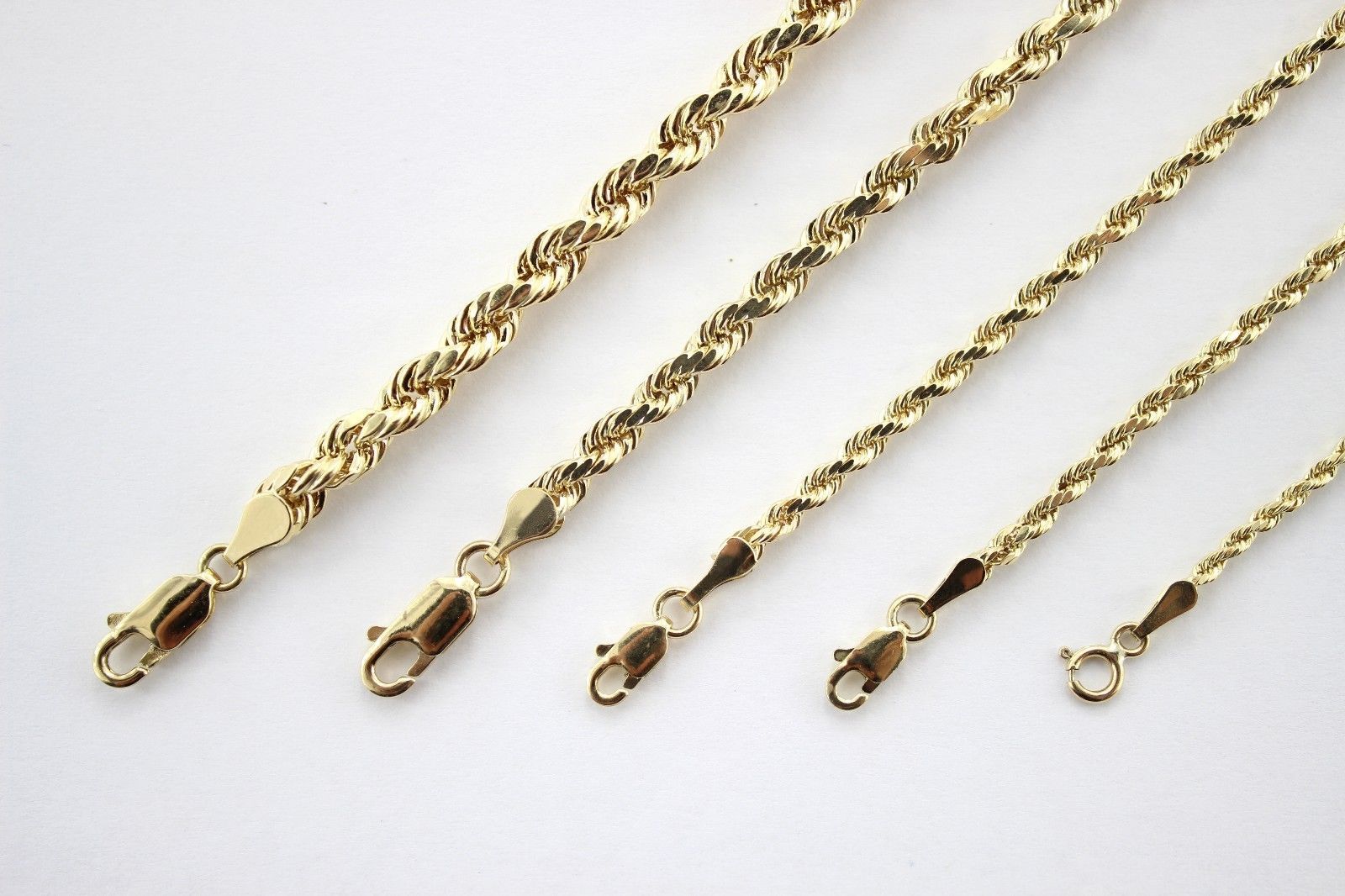 10K Yellow Gold Rope Twist Link Chain Necklace 2mm ~ 7mm 16″ ~ 30″