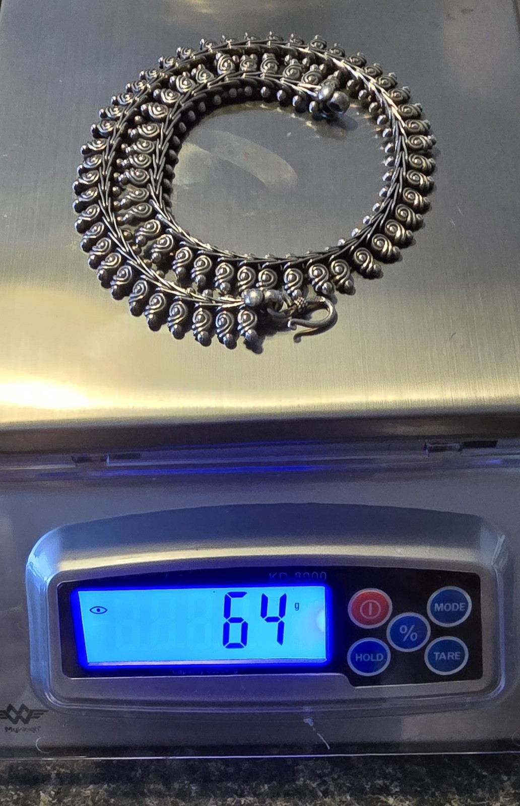 Vintage Sterling Silver India Rajasthan Tribal Necklace .925 64g