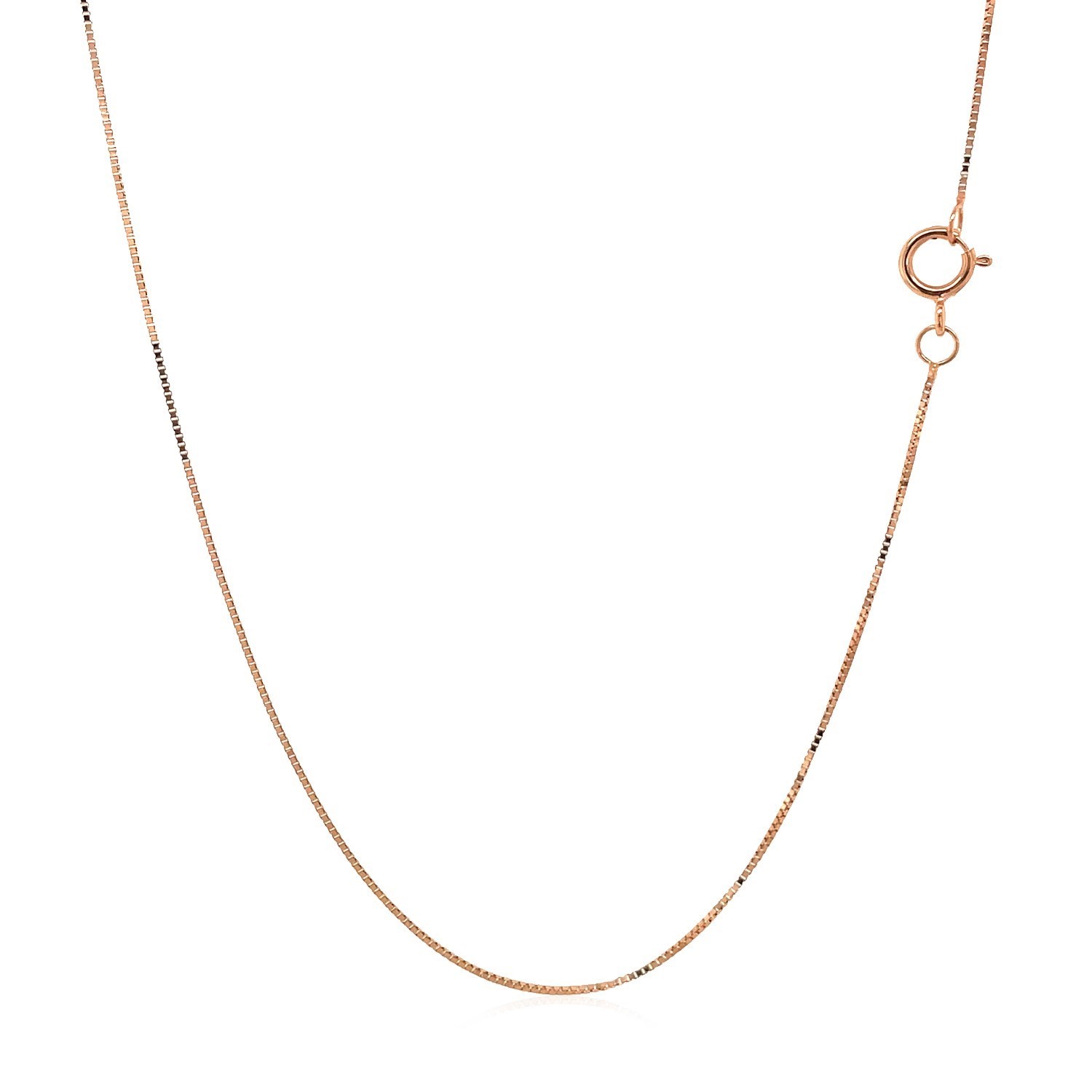 Classic Box Chain, 10K Rose Gold, Sizes 16-20, 0.45 mm, Dainty, Polished