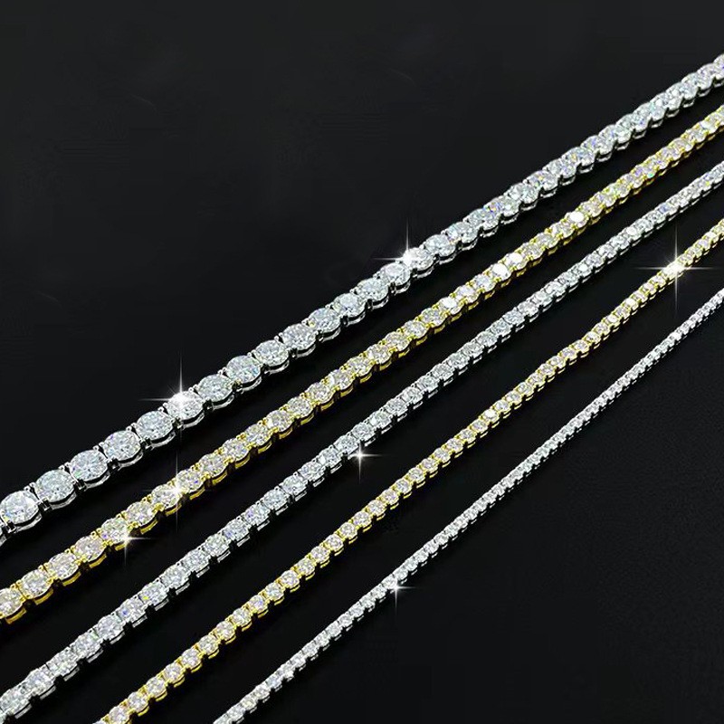 2-6.5mm 16-24″ VVS1 D Moissanite Tennis Chain Necklace 925 Silver Passes Tester
