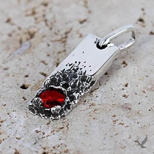 Natural Red Garnet Men’s Pendant 925 Sterling Silver Jewelry Gift