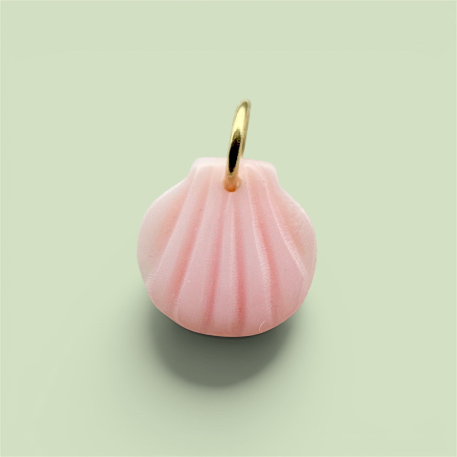 14k Solid Gold Charm, Pink Conch Shell Charm, Beachy Summer Jewelry