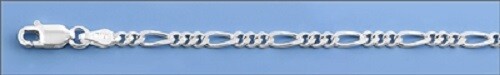 Sterling Silver 3 mm 080 Gauge Figaro Necklace 16″ – 30″ – Free Gift Packaging