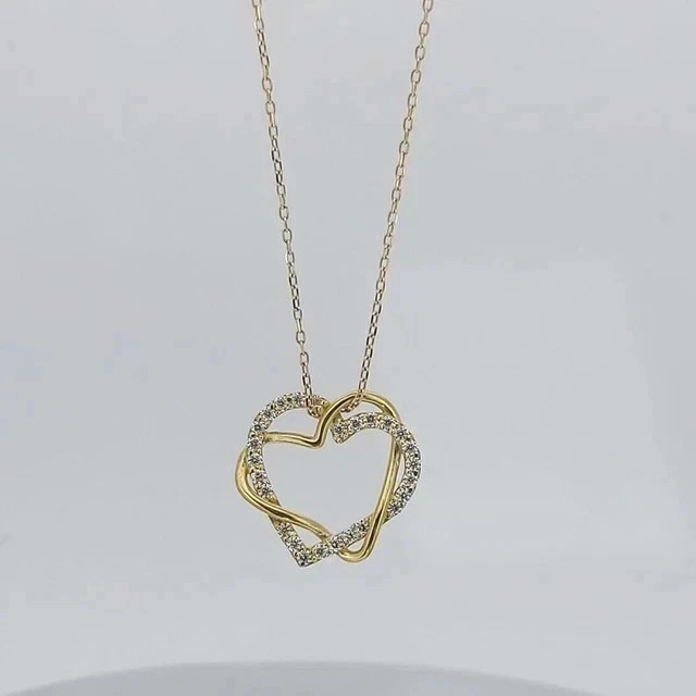14K Yellow Gold Plated 1.10ct Lab Grown Round Diamond Beautiful Heart Pendant