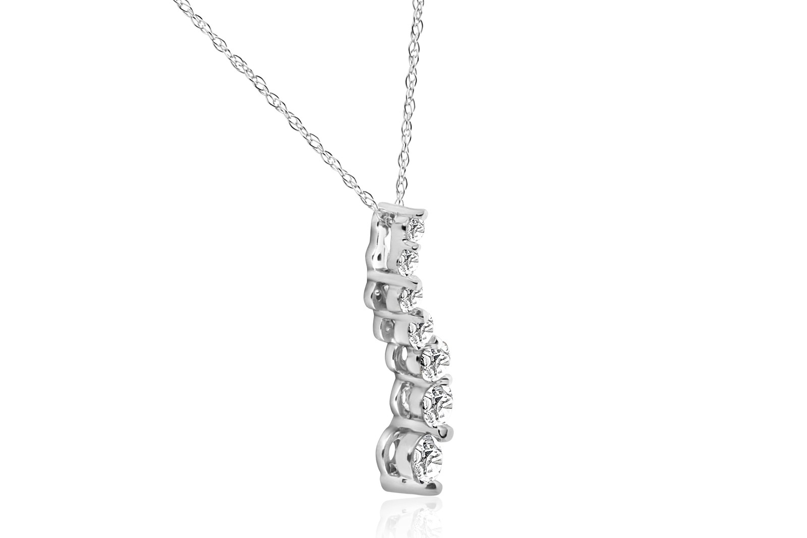 VS 1/2 Ct Lab Grown Diamond Journey Pendant in White or Yellow Gold (3/4 inch