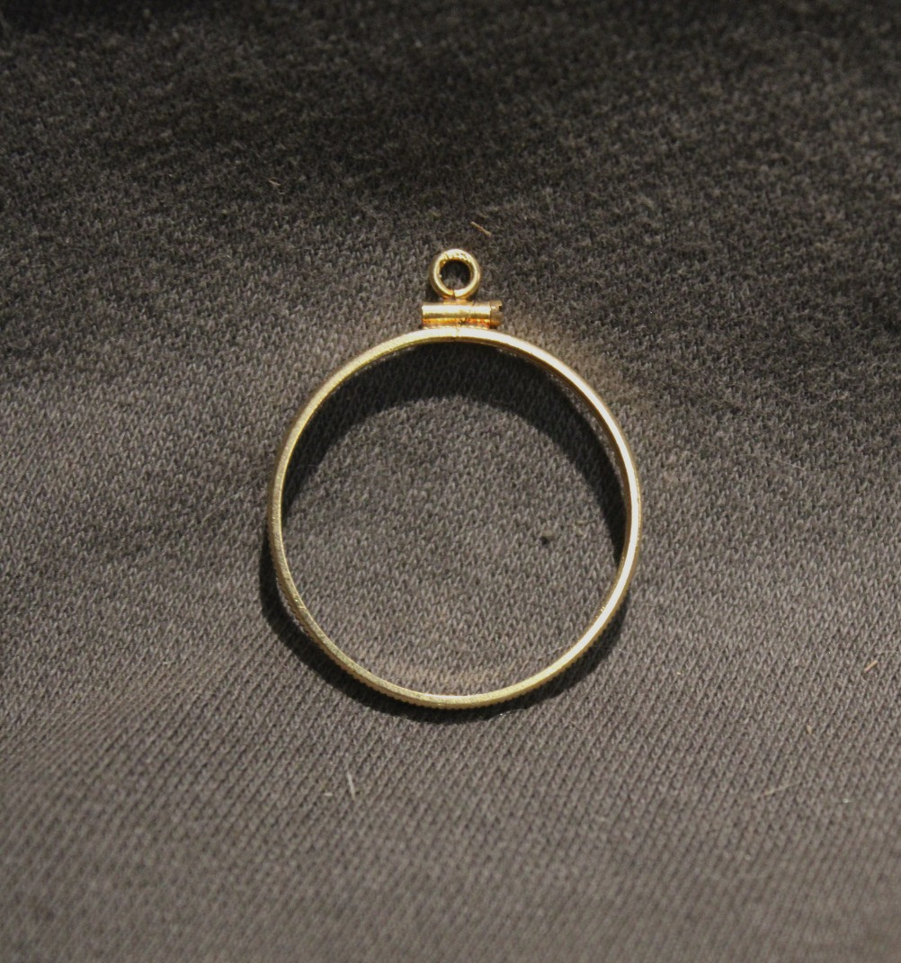 14K BEZEL FOR MEXICO 20 PESO GOLD COIN. SCREW TOP / REEDED EDGE. N.O.S.!