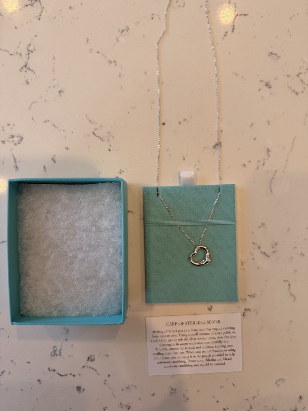 Tiffany & Co. Elsa Peretti 16mm Open Heart Pendant Necklace Sterling Silver 18″