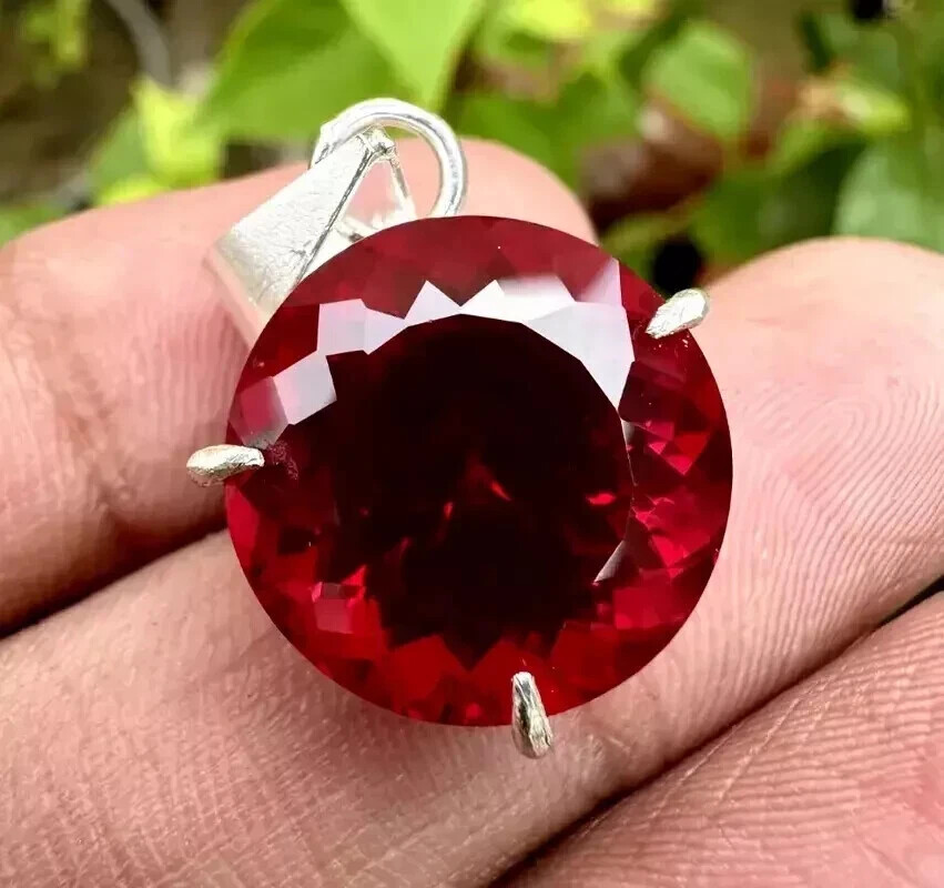 Natural 25.12 Ct Round Cut Red Ruby Pendant AGL Certified Loose Gemstone