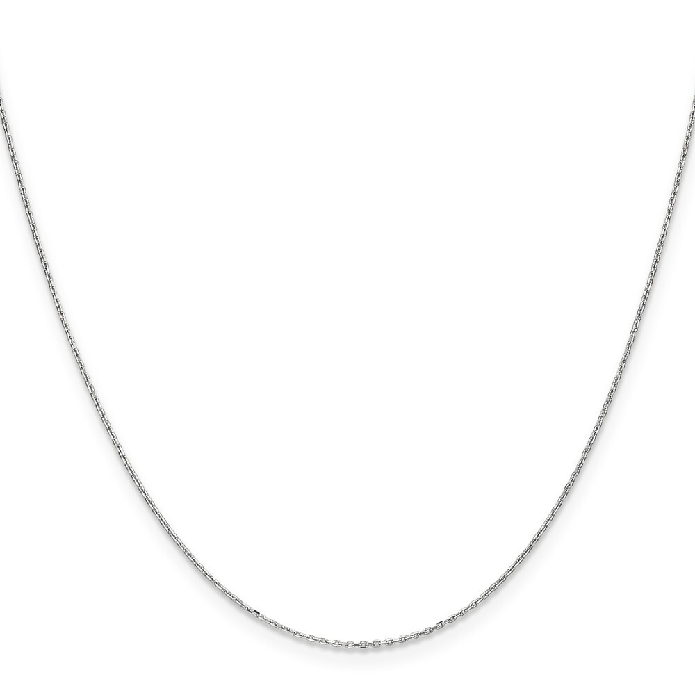 14″ 10K White Gold .8mm Diamond-cut Cable with Spring Ring Clasp Chain Necklace