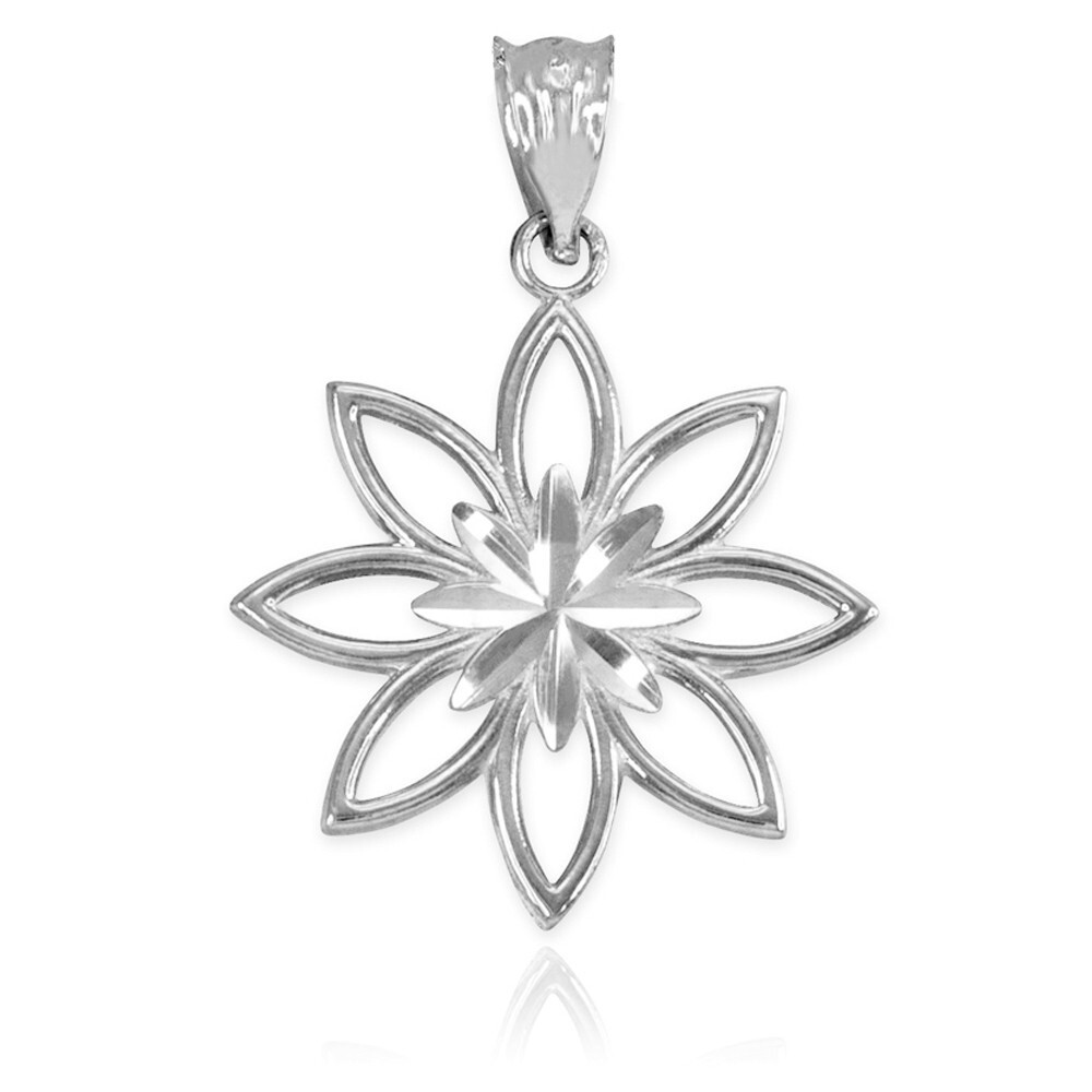 Gold Polished Daisy Pendant Necklace (Available in Yellow/Rose/White Gold)