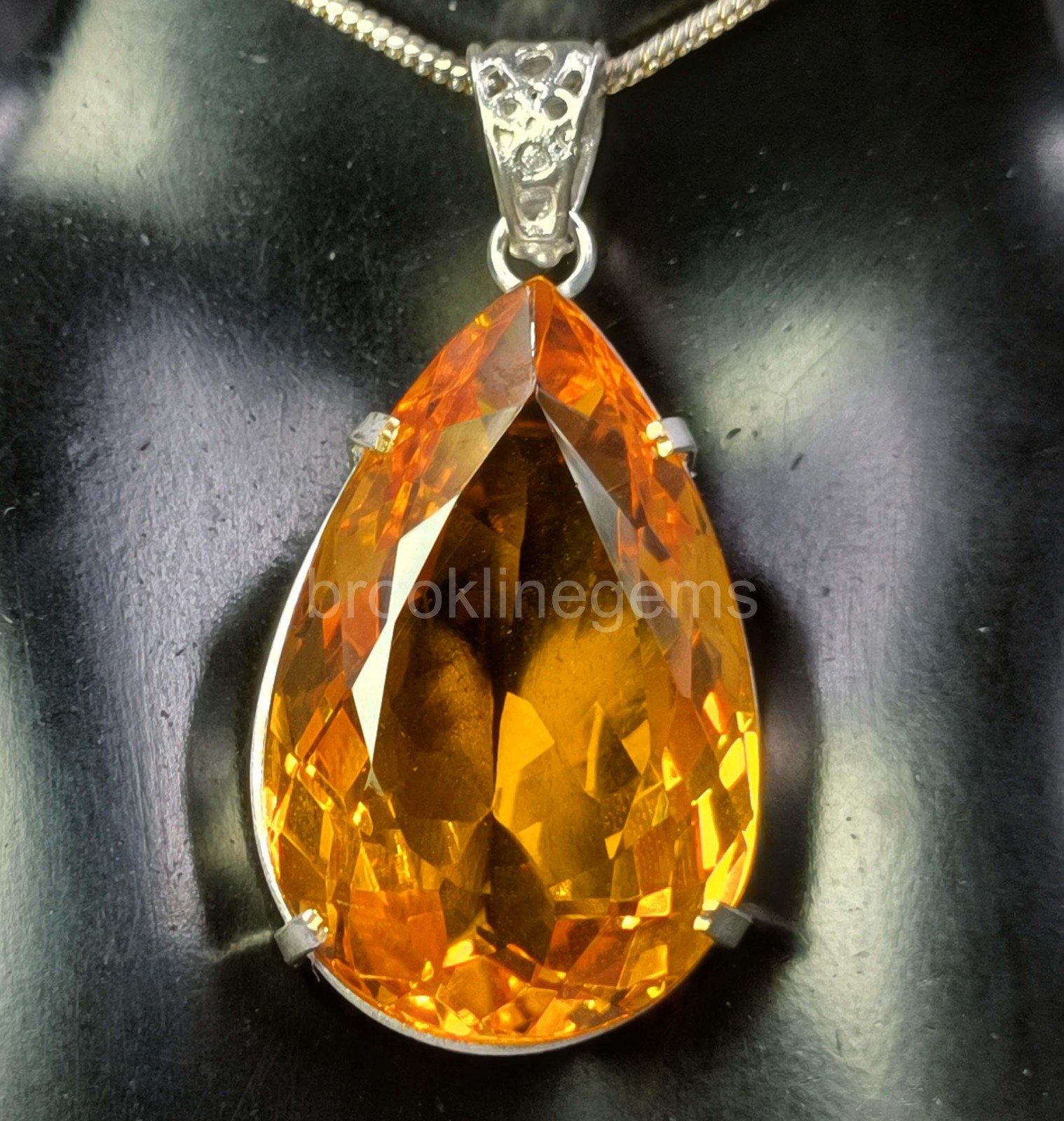 EGL Certified 98.65 Ct Yellow Sapphire Pendant in 925 Sterling Silver Gems 5OSS