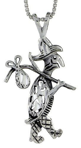925 Sterling Silver Walking Turtle with Bindle Pendant 1 1/8 (28mm) Inch Tall