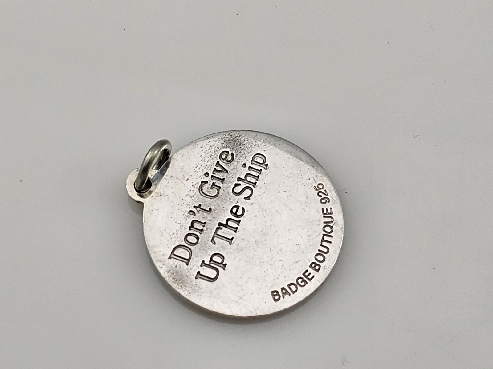 Anchor Hope Love Faith Lavender Enamel 925 Sterling Silver Medal Pendant 27mm