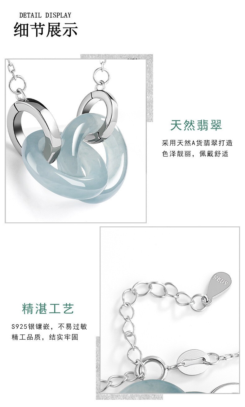 Natural Grade A Jade Blue Water jadeite S925 Silver Pendant Necklace Certified