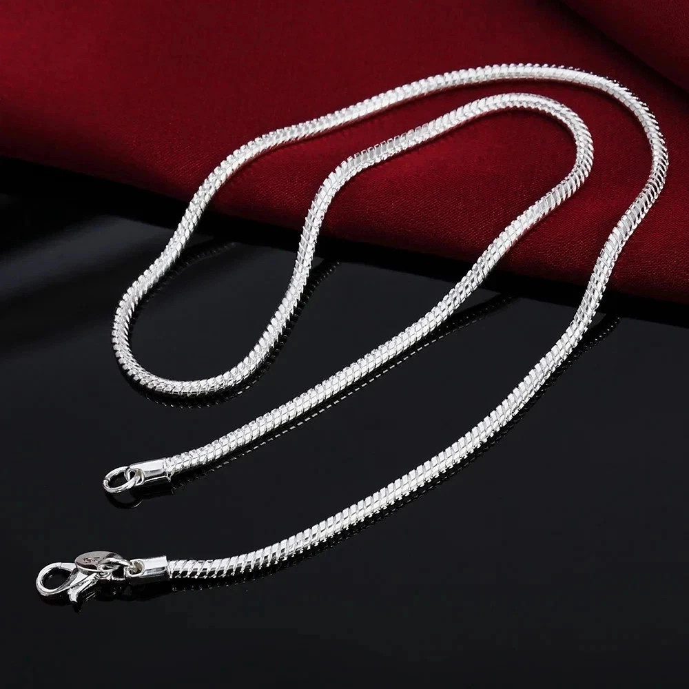 40-75cm 925 Sterling Silver 1MM/2MM/3MM solid Snake Chain Necklace For Men Women