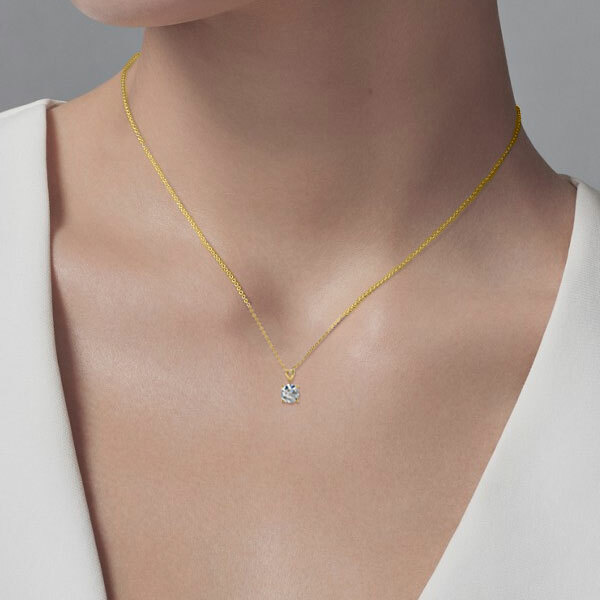 1 Ct Round Brilliant Cut GRA MOISSANITE 16+2″ Solid 14k Yellow Gold Necklace NEW