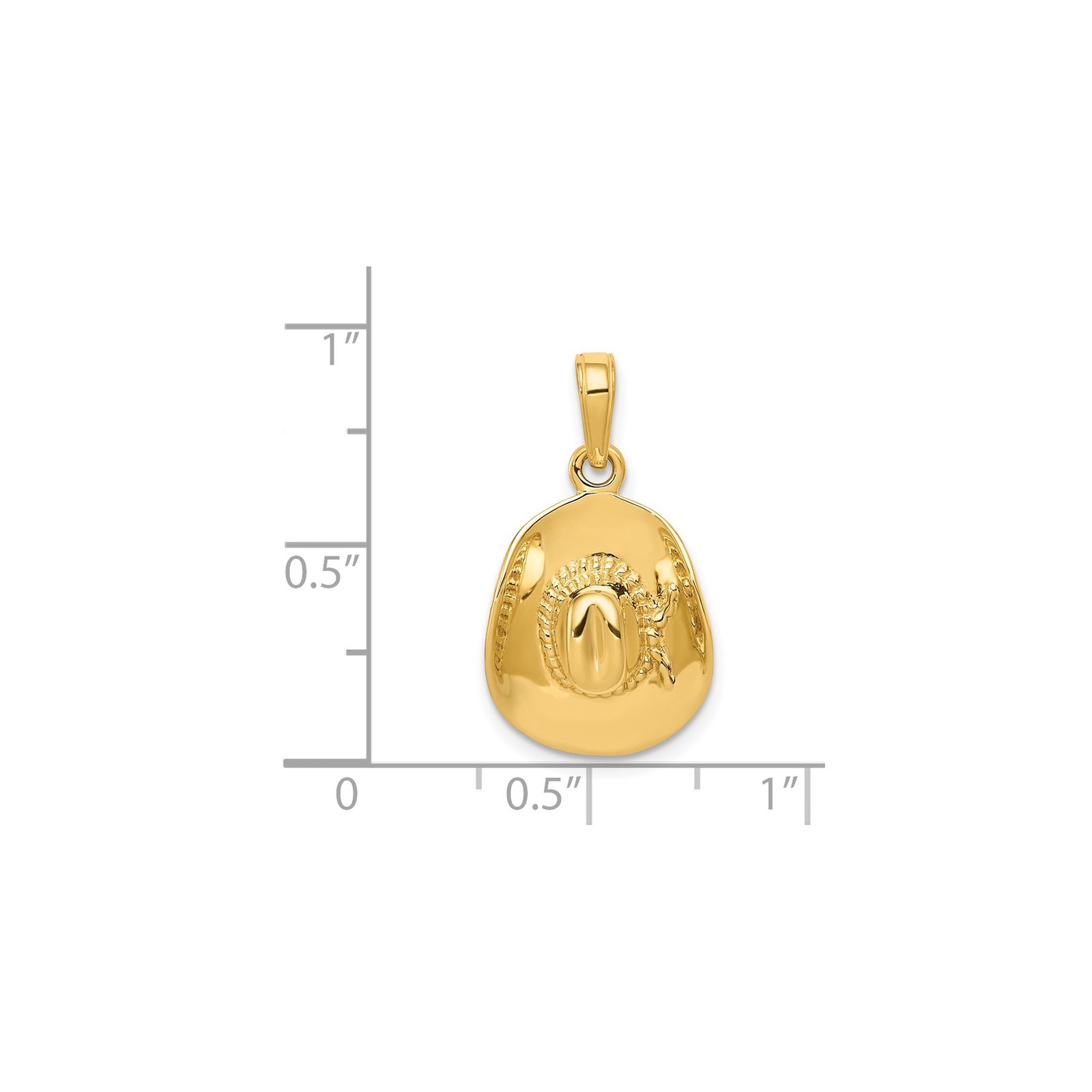 14k Yellow Gold 3-D Cowboy Hat Pendant Necklace Womens