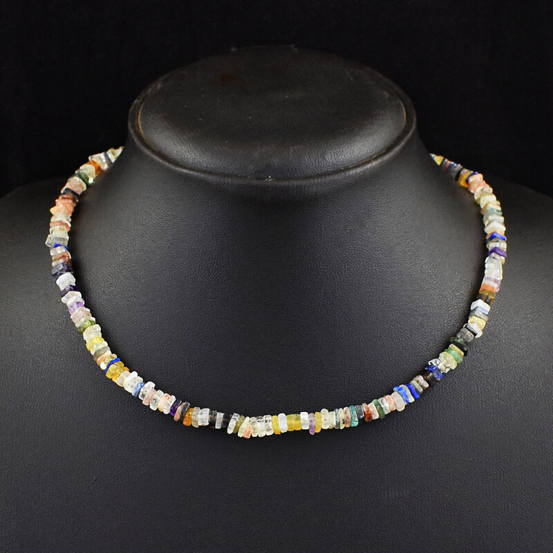 114 Cts Natural Single Strand Mix Gem Heishi Beads Necklace Jewelry JK 66E332