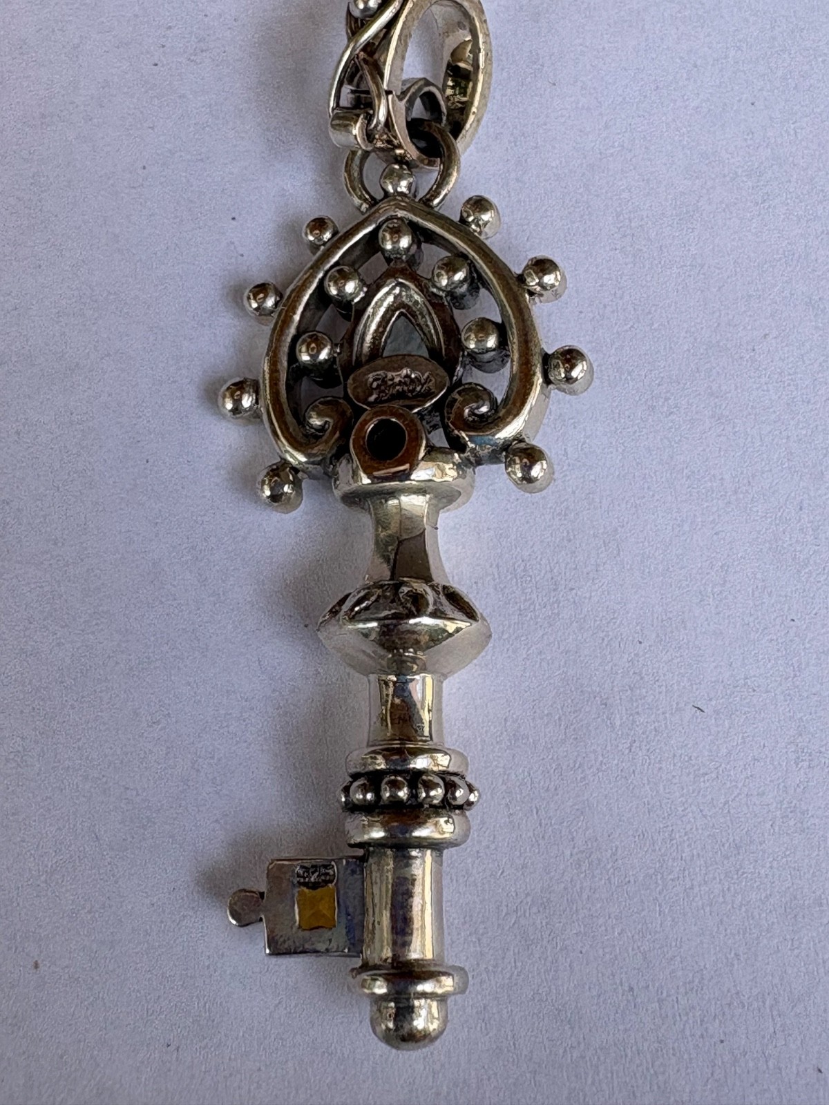 Barbara Bixby Sterling Silver Key Pendant Aquamarine, Citrine, Iolite