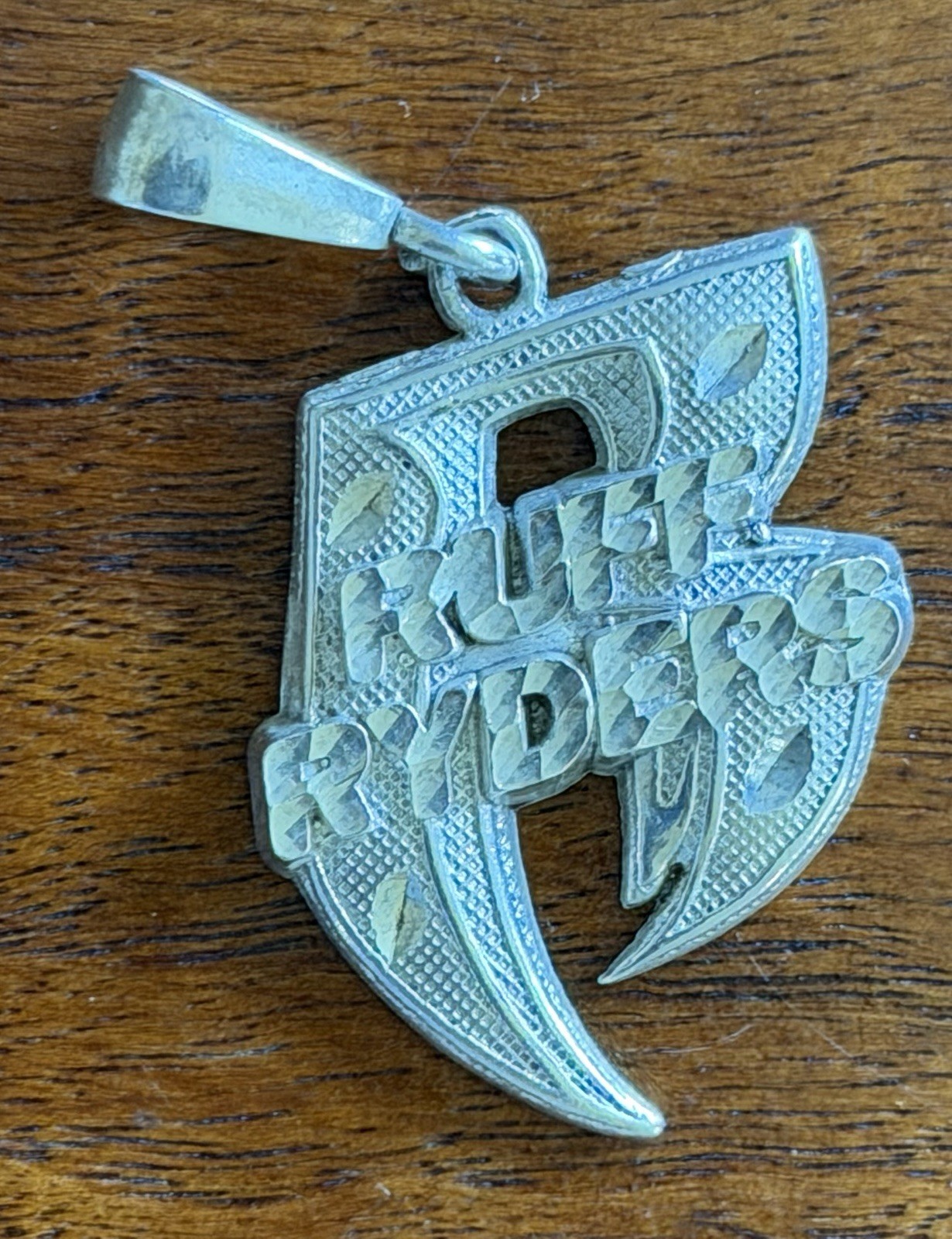 VTG 925 STerling Silver RUFF RYDERS Textured Pendant Very RARE 90s DMX HIP HOP
