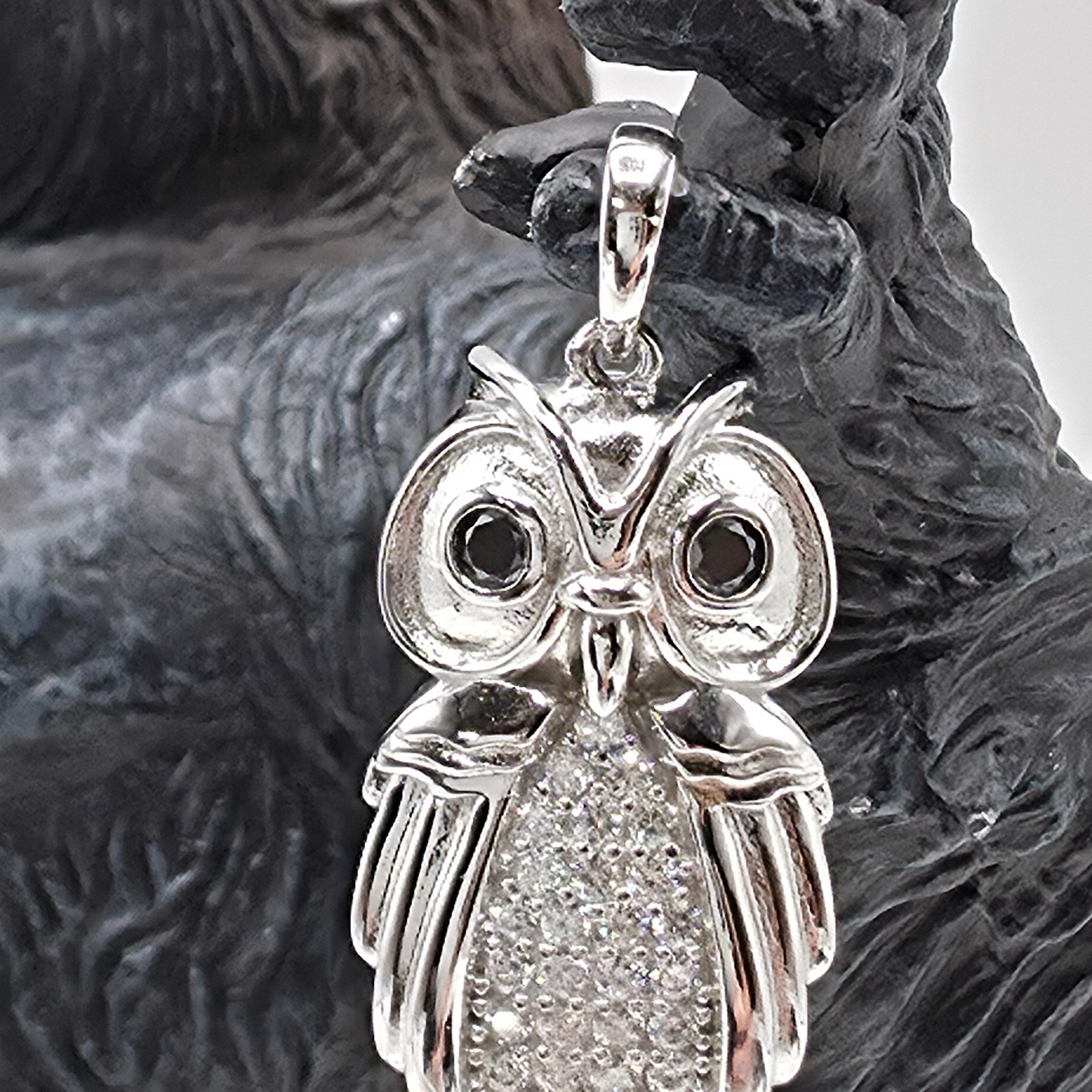 Moissanite Owl Pendant 925 Sterling Silver Cute Animals Bird