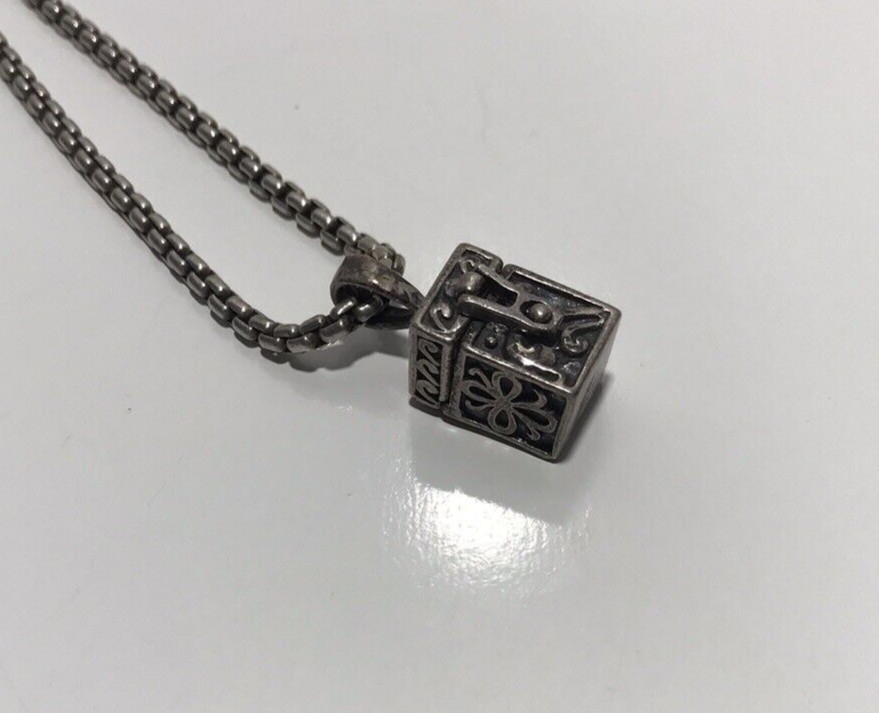 DAVID YURMAN 925 Box Chain w/14k Yellow Gold DY Logo & Unbranded Box Pendant