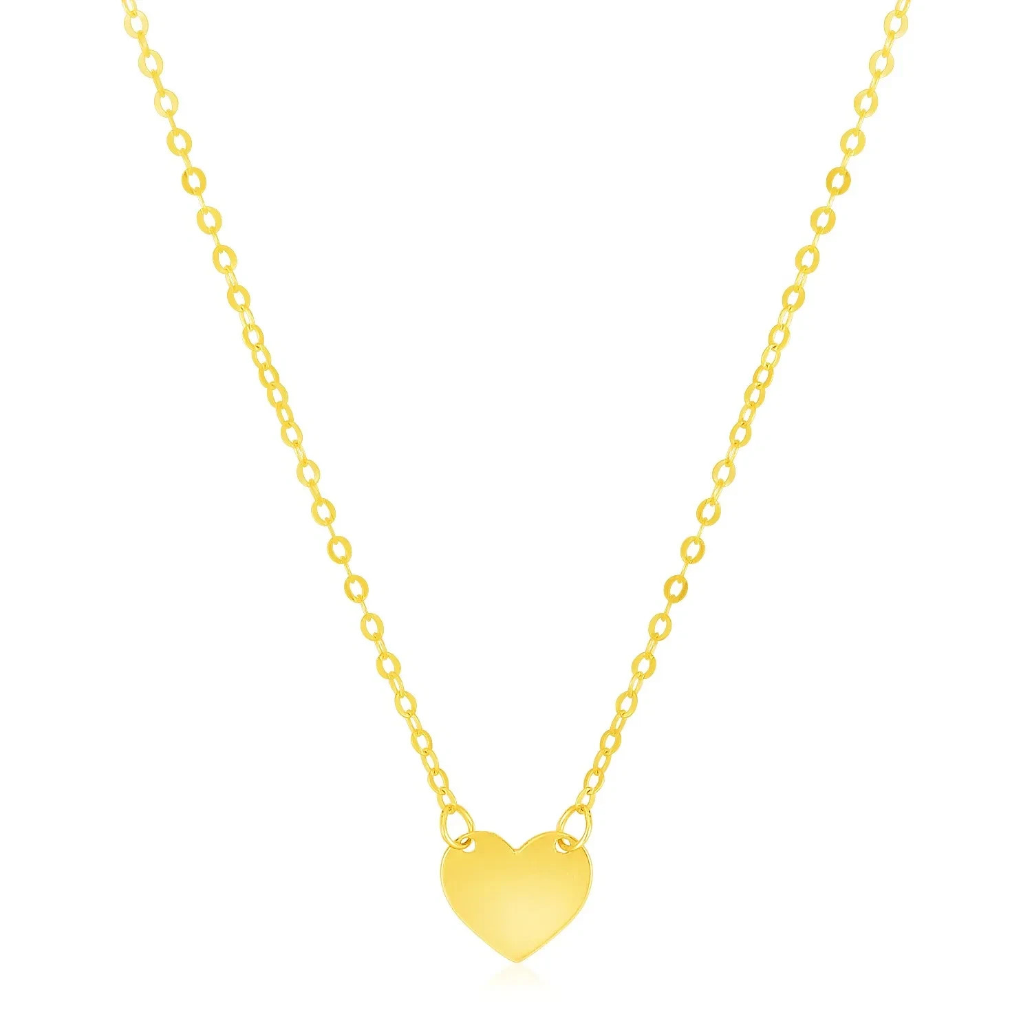 14k Yellow Gold Polished Mini Heart Necklace 18 inches