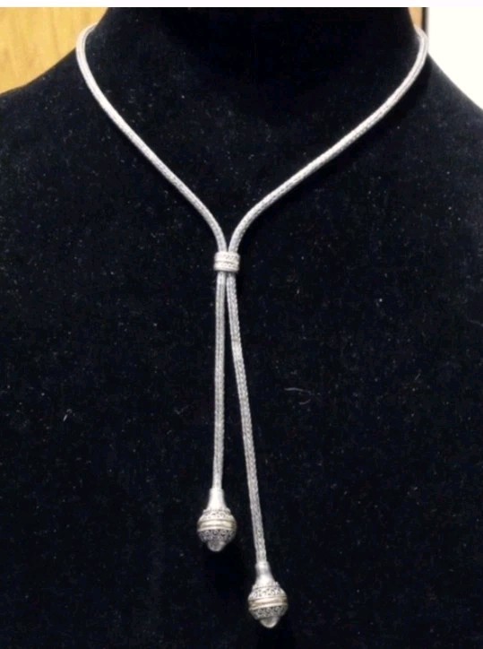 Sterling Silver 9.25 Double Ball- 14kt Gold Adjustable Lariat Necklace Bali