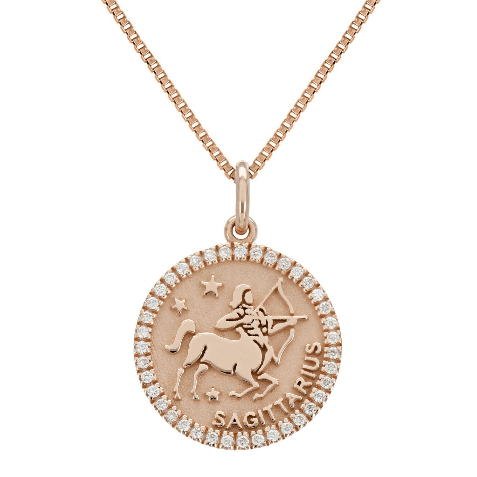 14k Yellow White or Rose Gold Diamond Zodiac Sign Pendant Necklace 18″