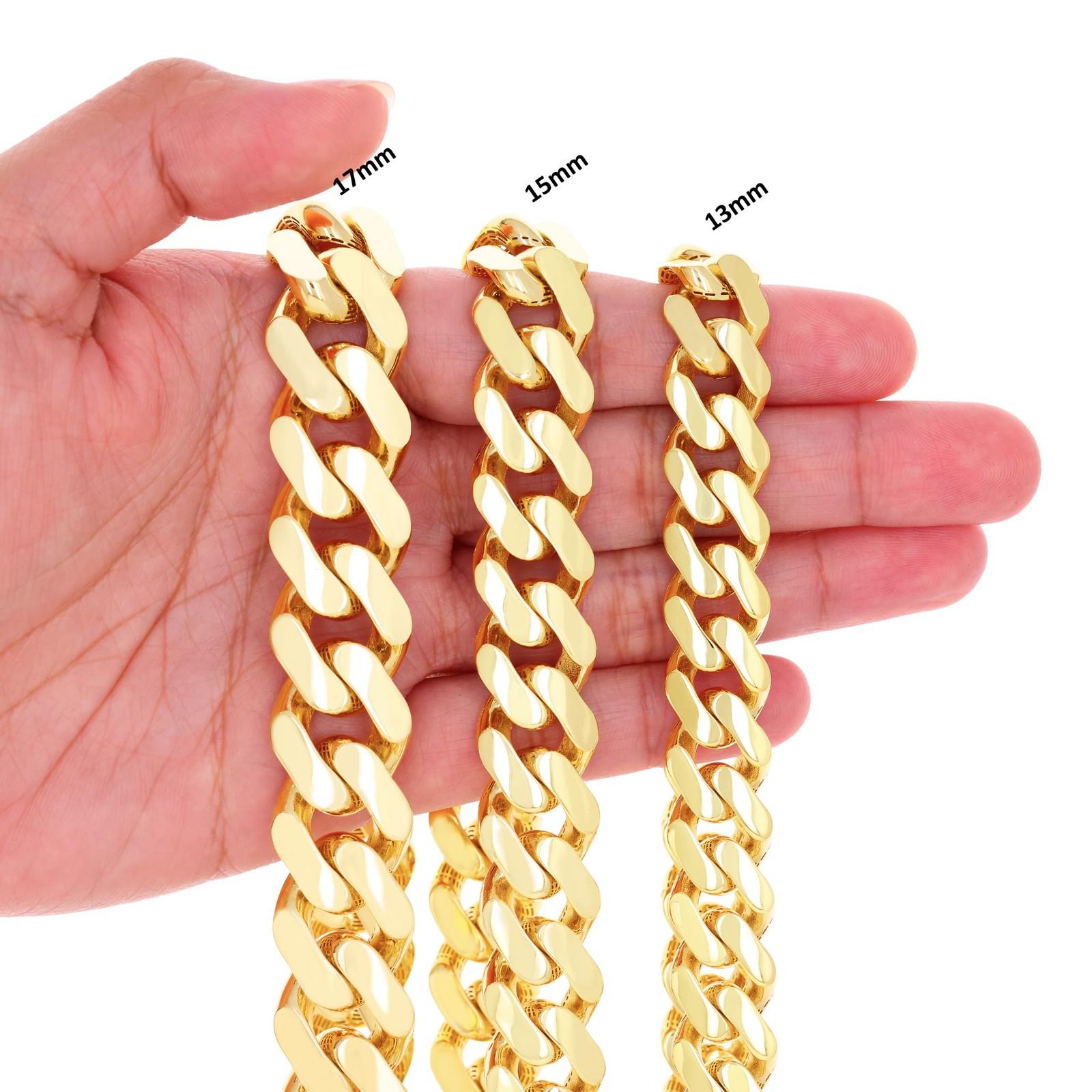 10K Yellow Gold Miami Cuban Royal Monaco Chain 6mm-20mm Necklace Bracelet 7″-30″