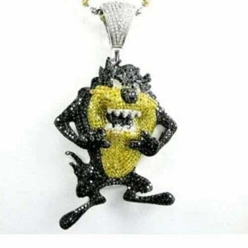 4.20Ct Round Cut Real Moissanite Customize Cartoon Pendant 14K White Gold Plated