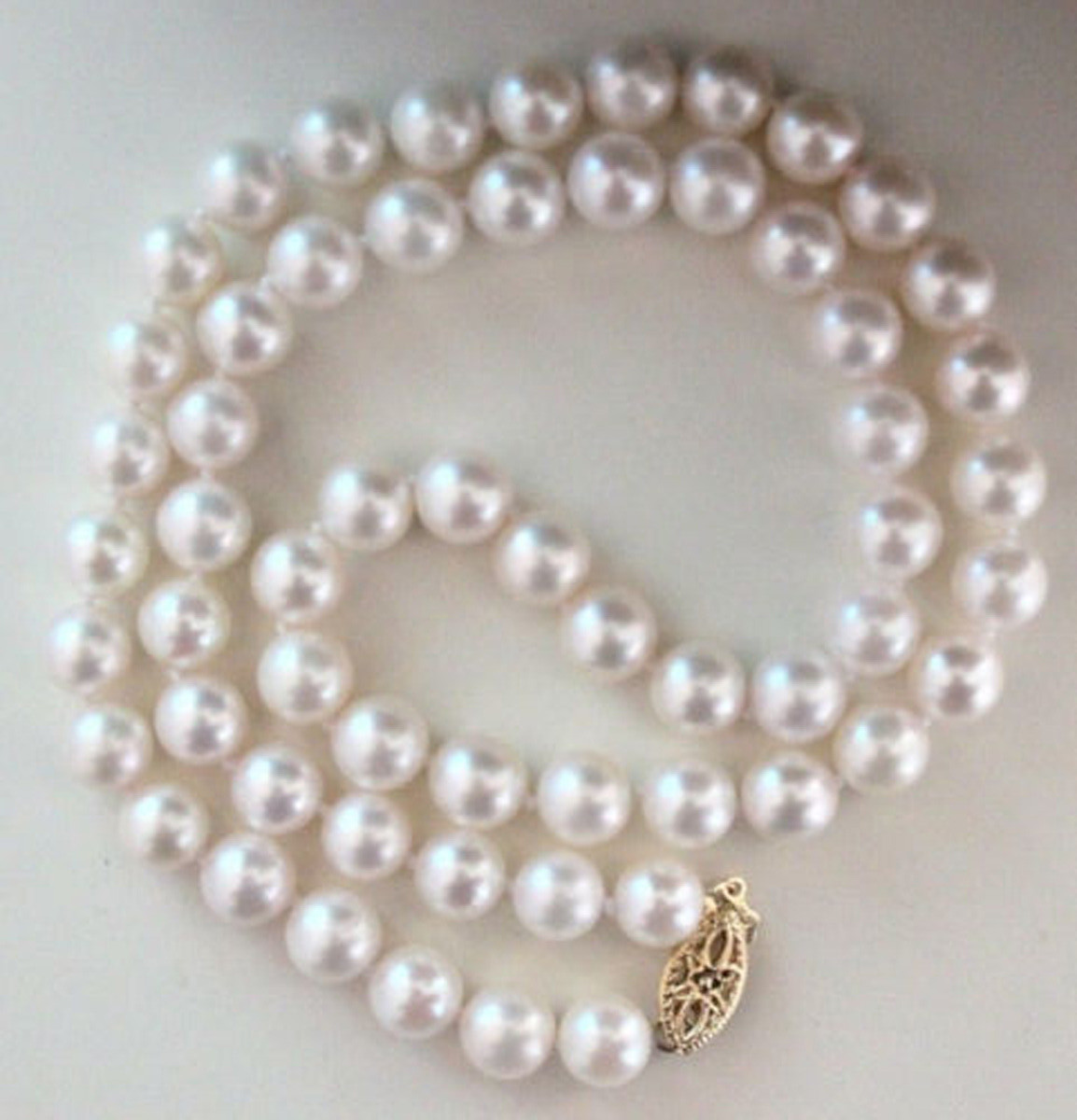 Amazing 8-9mm Natural White AKOYA Round Pearl Necklace 14k 16″ 17″18″ 19″ 20″