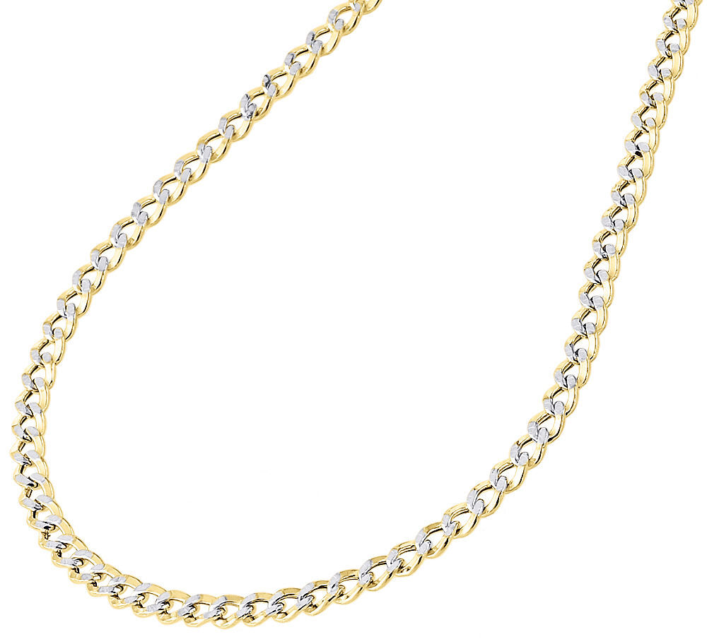 1/10th 10K Yellow Gold 3.30mm Diamond Cut Curb Cuban Chain Necklace 16- 24 Inch