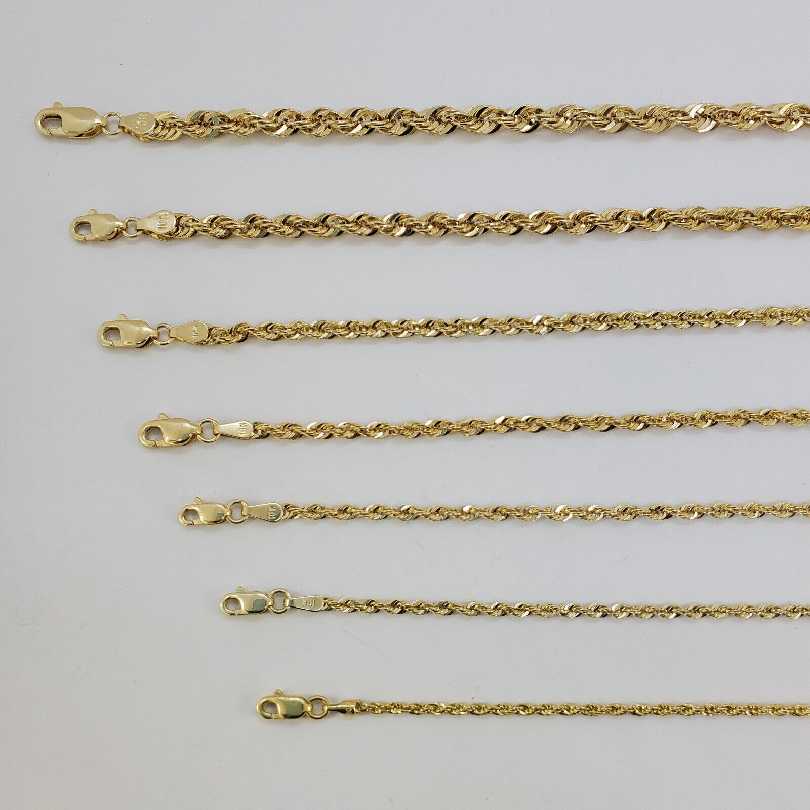 14K Yellow Gold Plated 925 Silver 1.5mm-6.5mm LaserRope Chain Necklace 16″- 30″