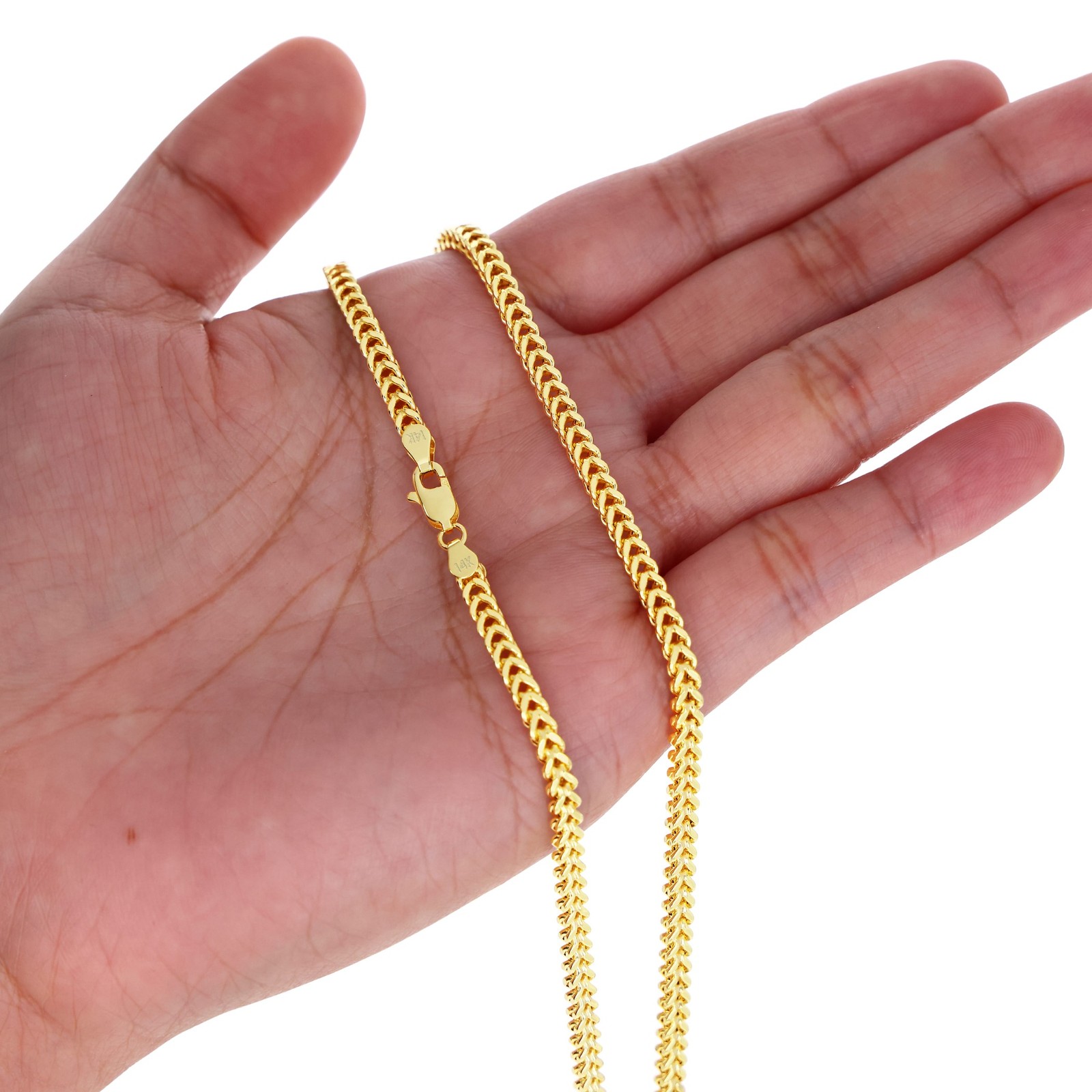 14K Yellow Gold 1.5mm-5mm Franco Square Box Chain Necklace Mens Womens 16″- 30″