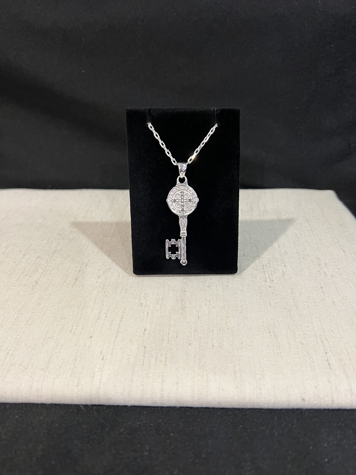 925 Sterling Silver Men St Benedict Key San Benito Llave & Forz Chain 22 24 26