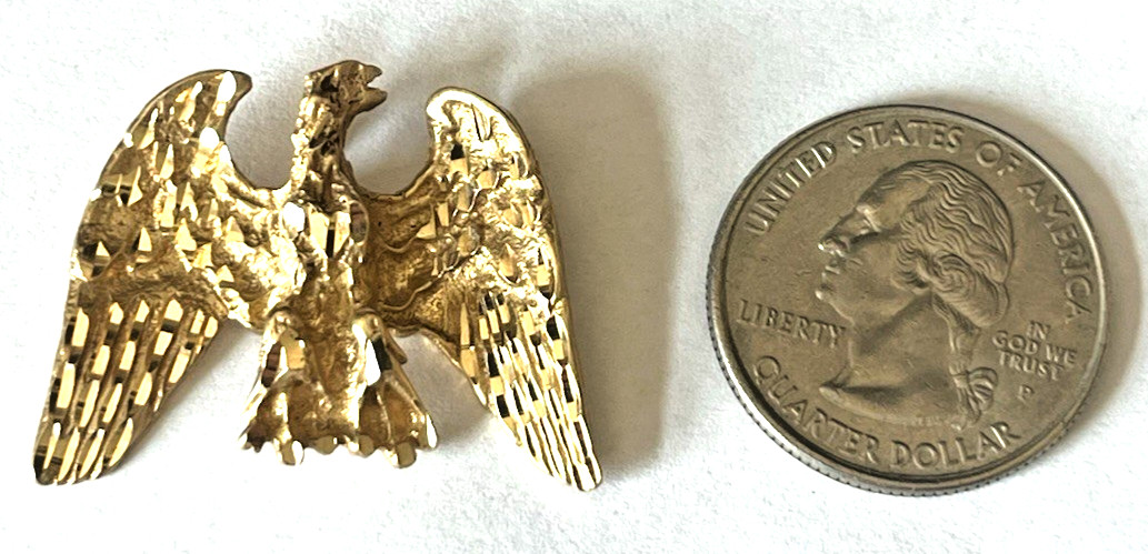 Awesome Solid Real 14K Yellow Gold EAGLE Bird Pendant Charm Animals POWER LQQK