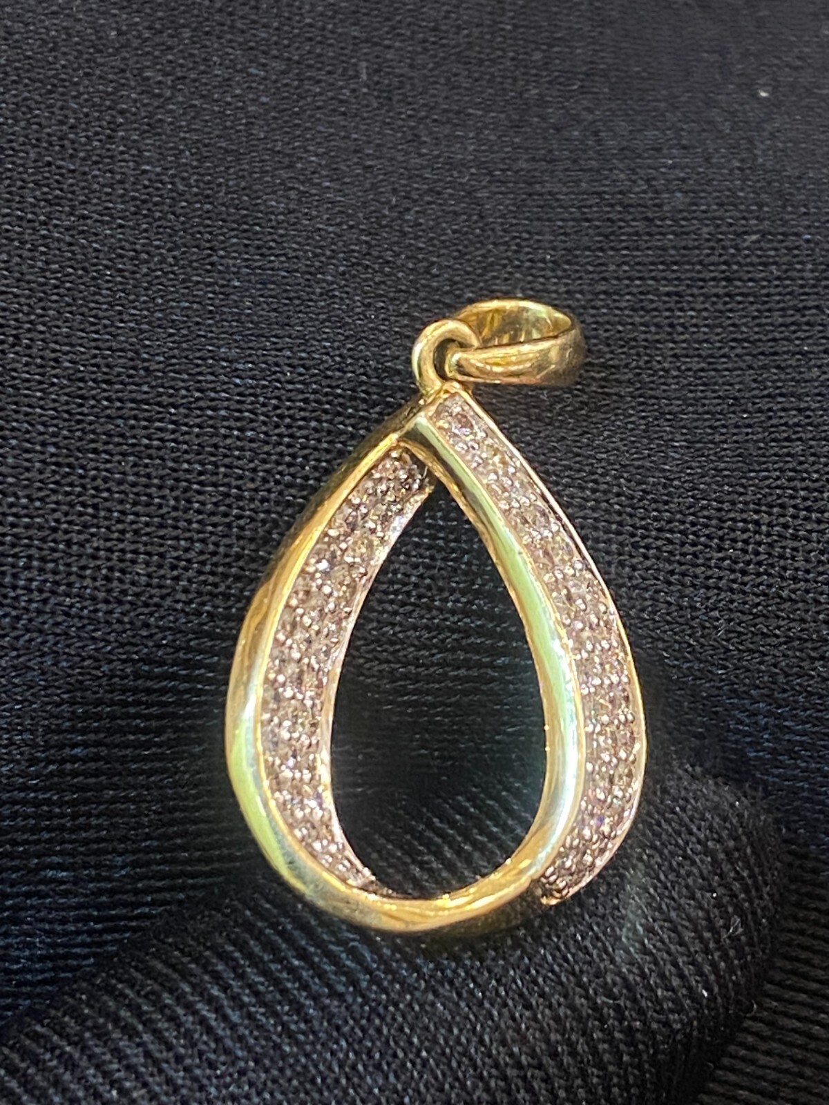 Pave 0.75 Cts Round Brilliant Natural Diamonds Pear Drop Pendant In 585 14K Gold