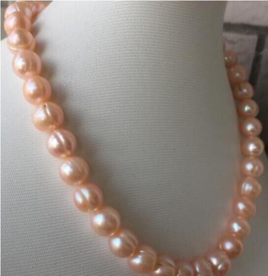 Stunning 18″ AAA+ 9-10MM SOUTH SEA NATURAL pink Baroque PEARL NECKLACE 14K CLASP