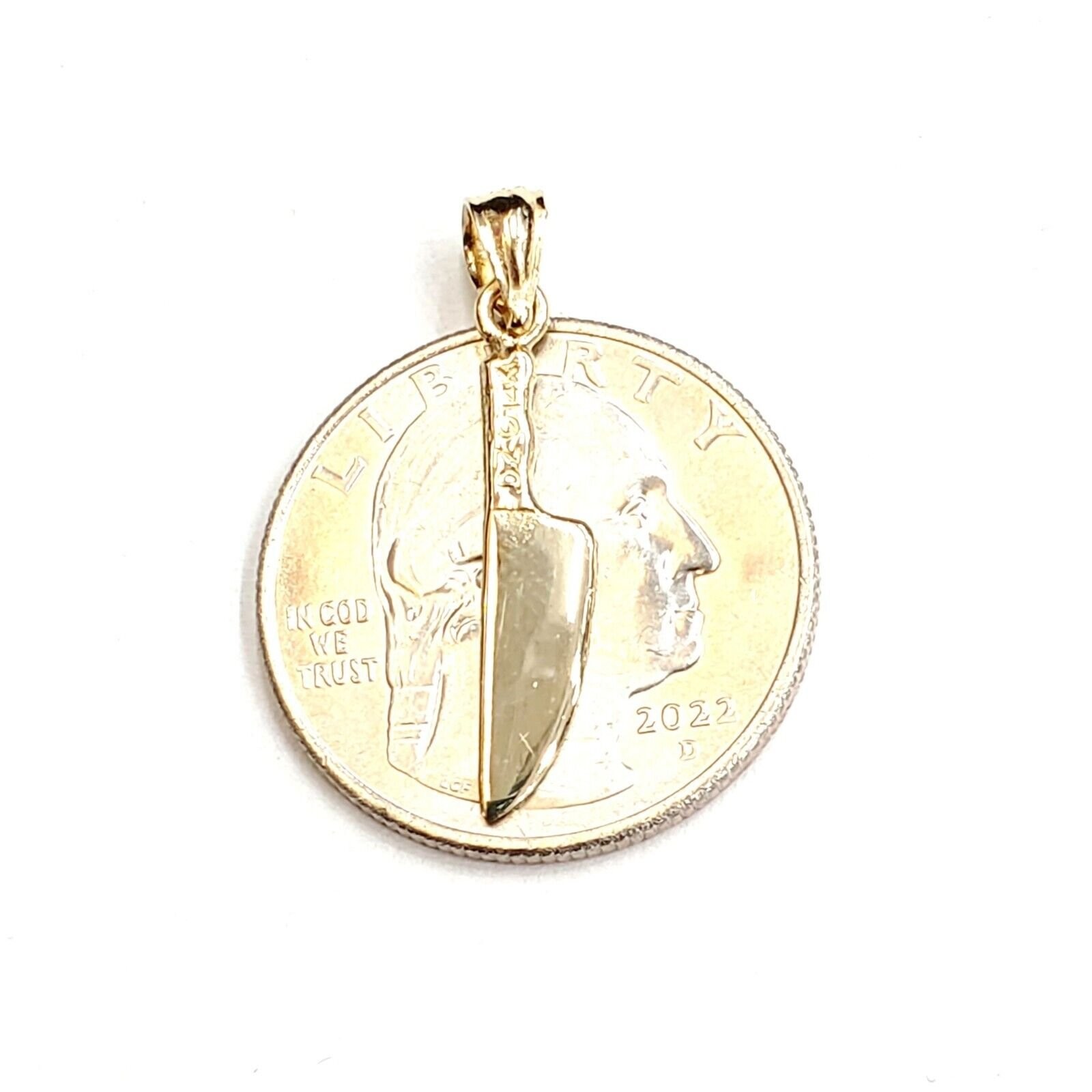 14k yellow Gold solid 3D kitchen utensil knife Pendant charm fine jewelry 1.1g