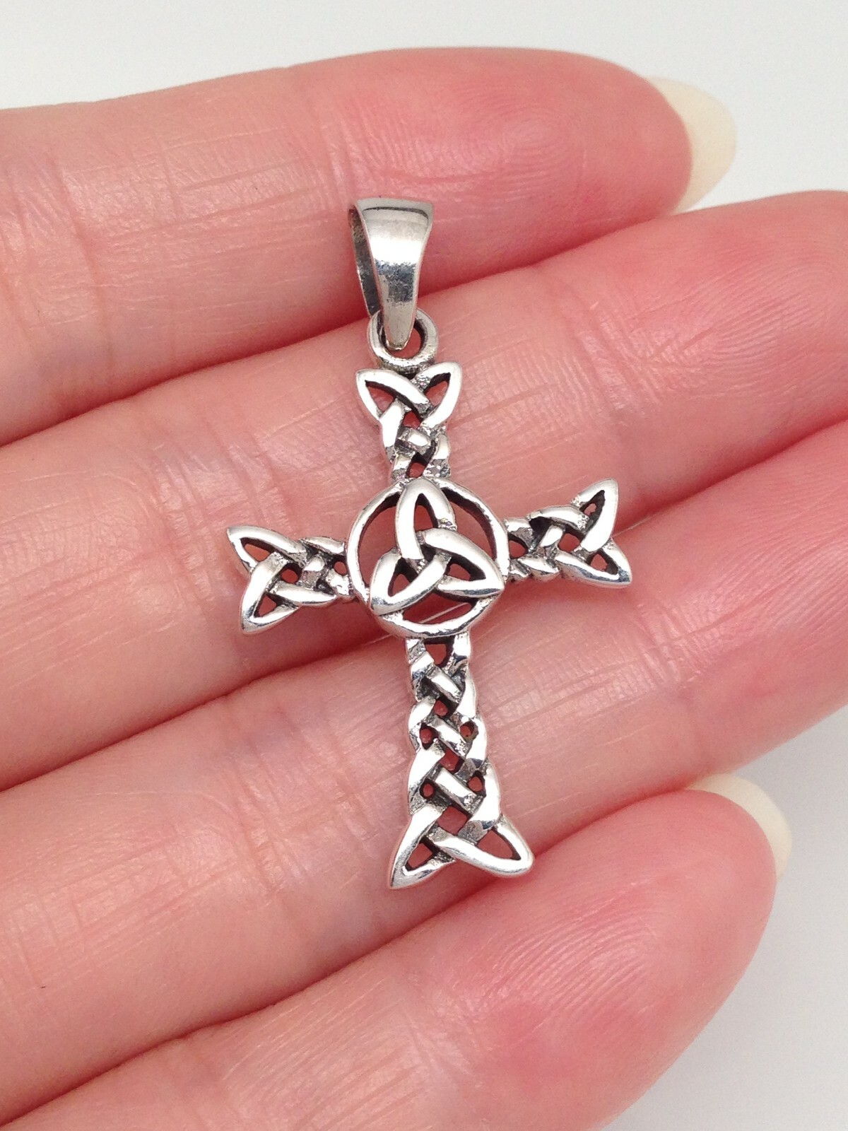 Celtic Knot Cross Pendant 925 Sterling Silver Mens Womens 26mm(1.02″)/35mm