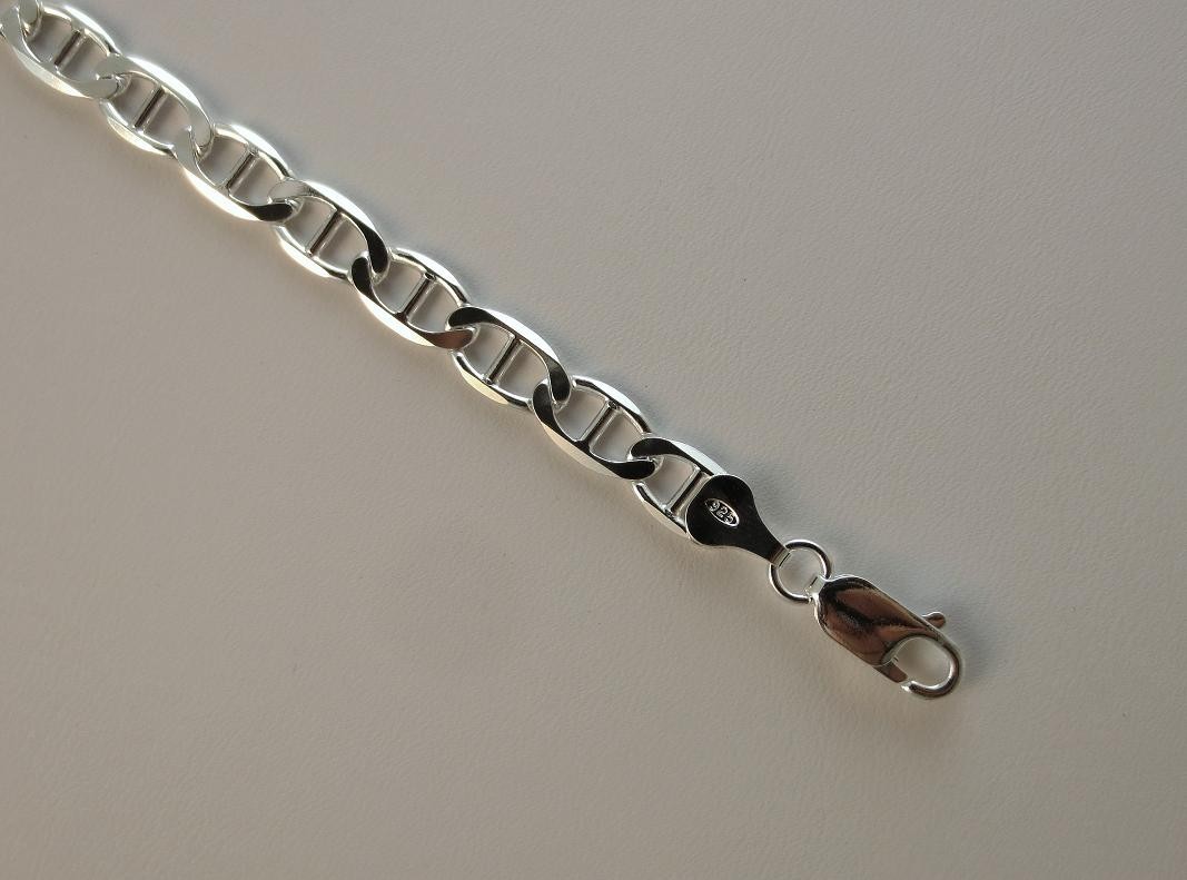 6mm Marina Chain, 7,8,9,18,20,22,24,30 inch. Pure .925 Italian Sterling Silver.