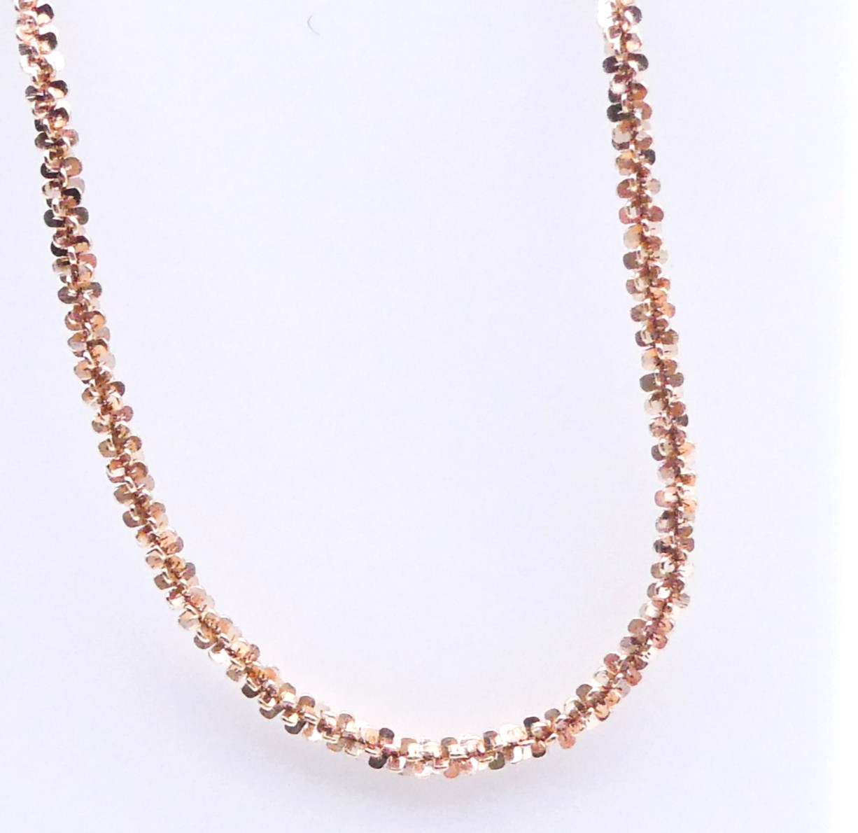 Rose Gold Over Sterling Silver Twisted Confetti 24″ Chain Necklace Stackable