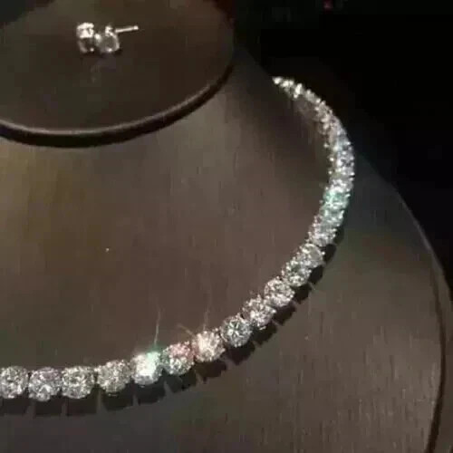 Women’s Tennis Necklace 20Ct Round Cut Lab Created Diamond 14K White Gold Plated