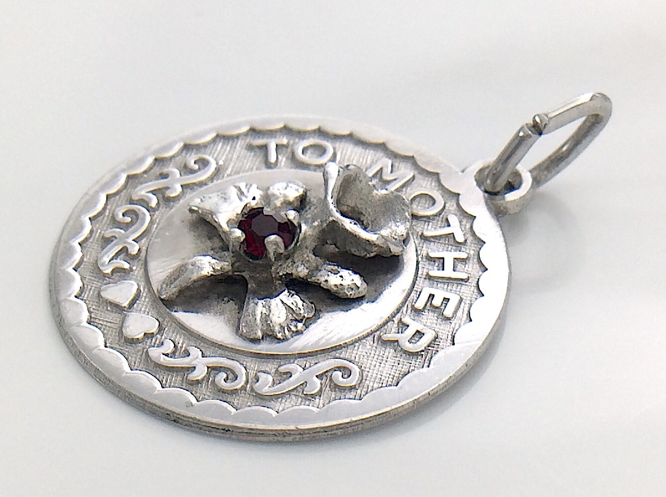 Gift To Mother Mom Flower Sterling Silver Pendant Charm 2.2g 0.75in I968