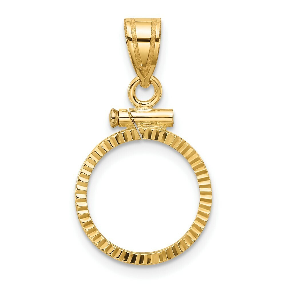 Gold Coin Bezel Pendant Mounting in 10K Yellow Gold – 13mm – 39.5mm Coin Size –