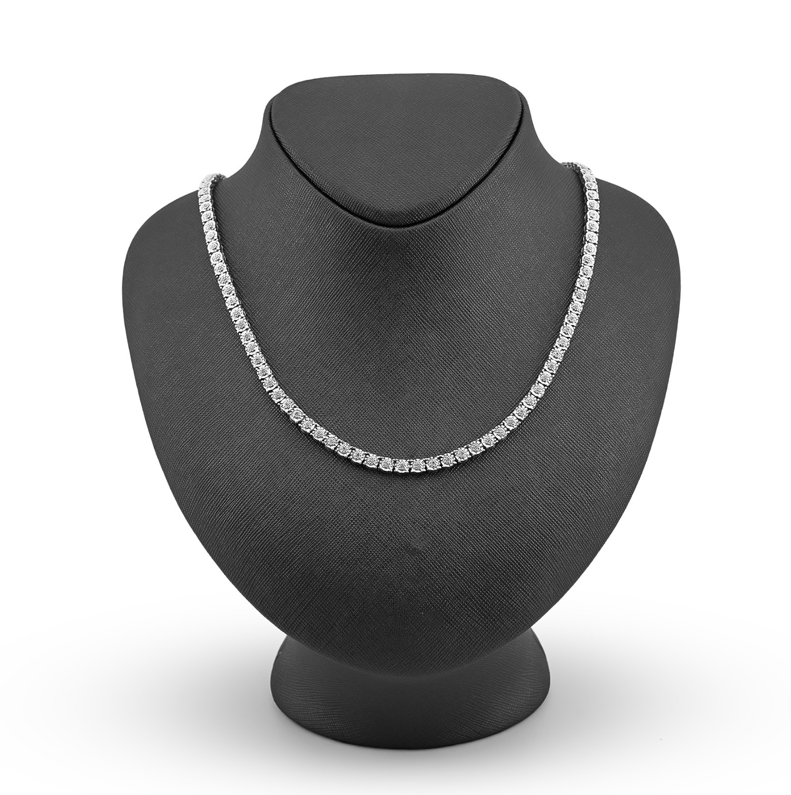 925 Silver 2.75CTW Illusion Setting 22 Inches Tennis Chain Necklace 35 grams